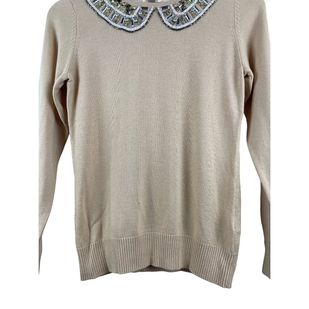 Boden Women's 4 Cashmere Blend Jeweled Neckline NWT Knit Bedazzled Glam Sweater - Picture 2 of 14